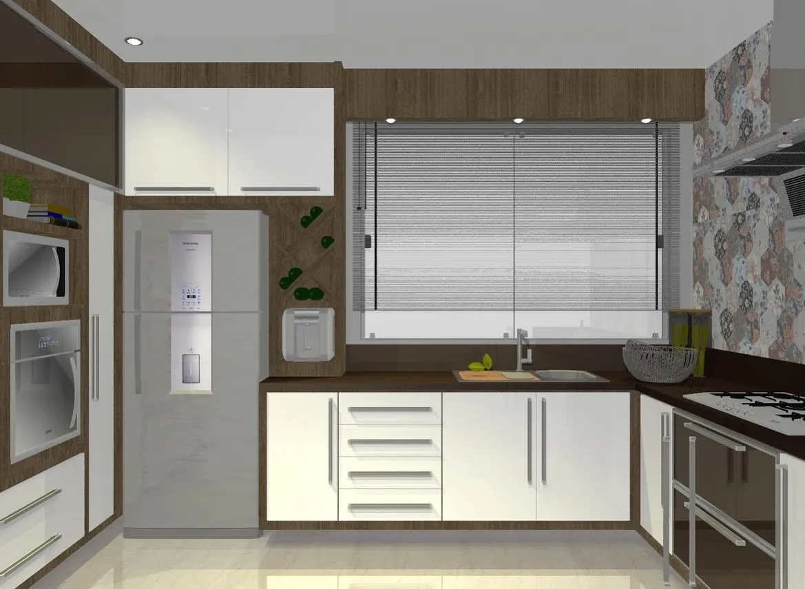 Exemplo de projeto 3D de cozinha planejada